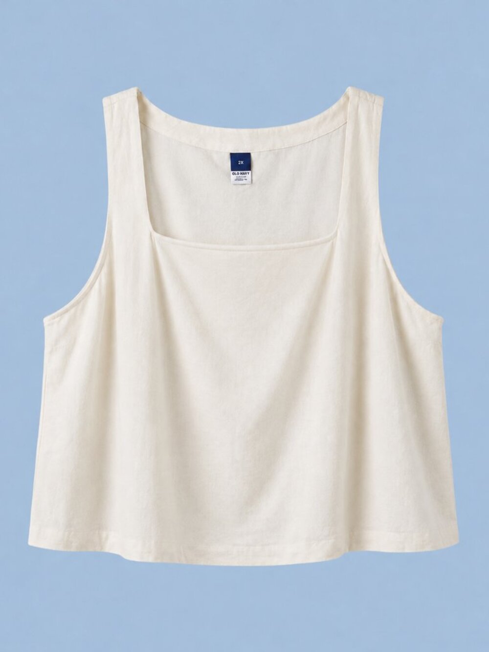 Old Navy 2X Ivory Classic Preppy Linen Blend Square Neck Sleeveless Tank Top